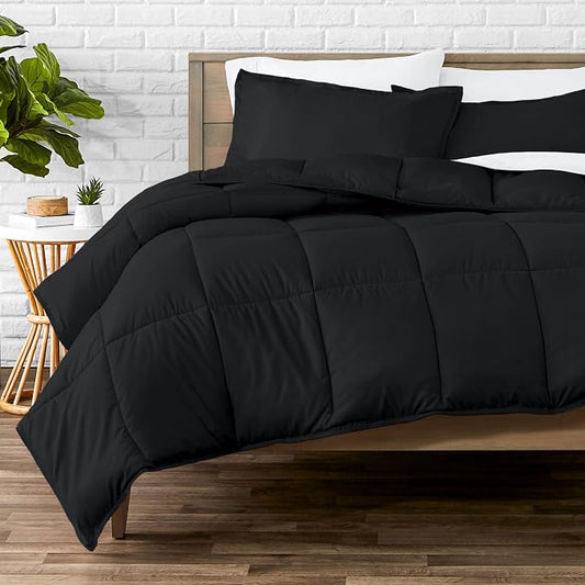 Bare Home Comforter Set - California King Size - Ultra-Soft - Goose Down Alternative - Premium 1800 Series - All Season Warmth (California King, Black)