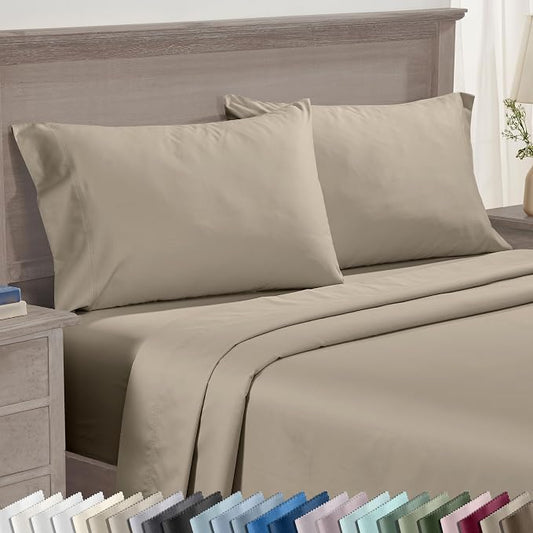 CALIFORNIA DESIGN DEN Luxuriously Soft Hotel Quality 600 Thread Count, 100% Cotton Set of 2 Cases, Crisp & Cool Pillow Cases Queen Size, Fits Standard & Queen Pillows (Taupe)