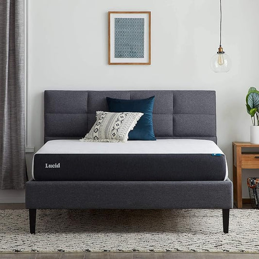 Lucid 8 Inch Memory Foam Mattress - Medium Plush Feel - Infused with Refreshing Bamboo Charcoal and Cooling Gel - Bed in a Box - Temperature Regulating - Pressure Relief - Breathable - King Size