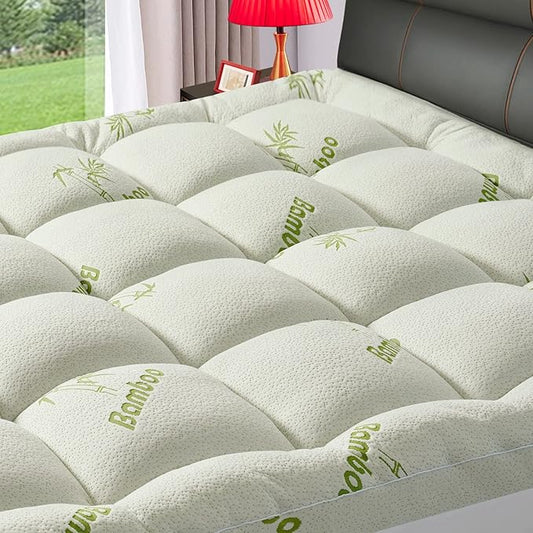 PATSBA Premium Viscose Made from Bamboo RV King Size Mattress Topper for Back Pain, Quilted Fitted Extra Thick Mattress Pad,Pillow Top Mattress Cover with Deep Pocket Up to 21 Inches（72 * 80inch）