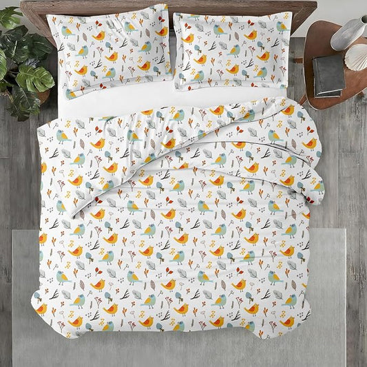 Kotton Culture 120"x120" 1 Pc Super King Plus/Super Oversize King Duvet Cover Only 100% Egyptian Cotton 600 TC Comforter Cover Zipper Closure & Corner Ties -Fits Only Extra Large Inserts -Forest Birds