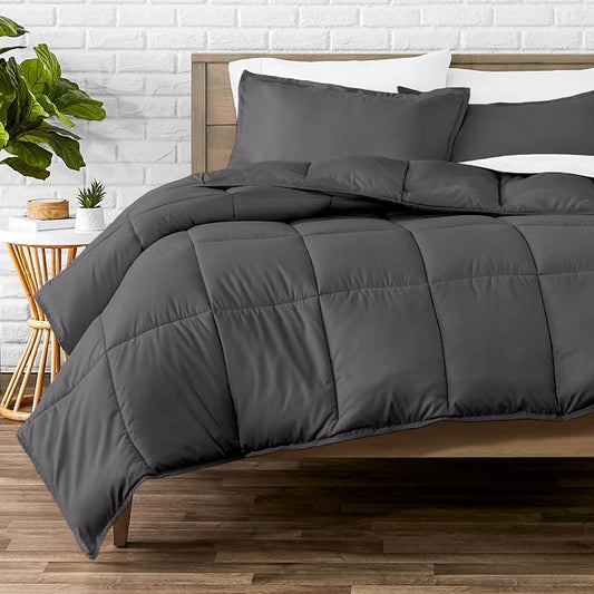 Bare Home Comforter Set - Oversized Queen Size - Ultra-Soft - Goose Down Alternative - Premium 1800 Series - All Season Warmth (Oversized Queen, Forged Iron Grey)