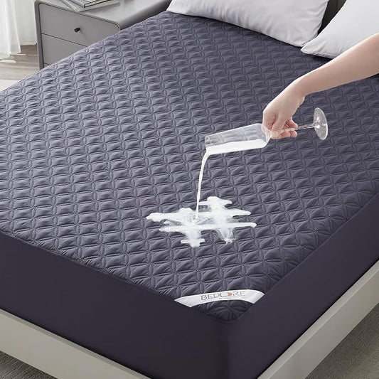 BEDLORE Waterproof Mattress Protector, Cal King Size Noiseless Mattress Pad with Deep Pocket 6"-18" Depth, Soft Breathable Bed Mattress Cover Washable for Home, Bedroom, Hotel (Navy Blue)