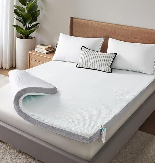 SAPHREAS 3 Inch Memory Foam Mattress Topper King Size with Soft Ventilated Mattress Pad Cover, Egg Crate Bed Topper for Back Pain & Pressure Relief, CertiPUR-US Certified