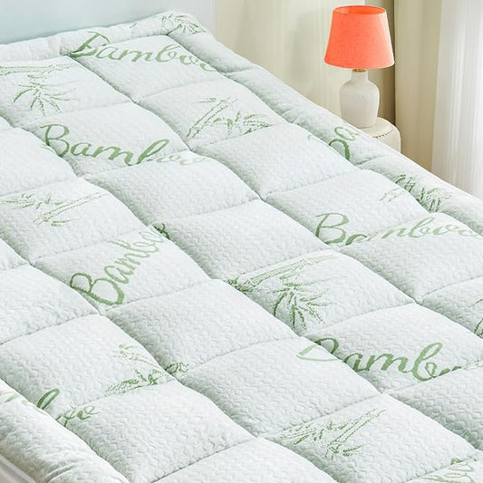King Mattress Pad Cover, Viscose Made from Bamboo Pillow Top Cooling Mattress Topper for King Size Bed, 6-21 inches Deep Pocket, 78x80 inches