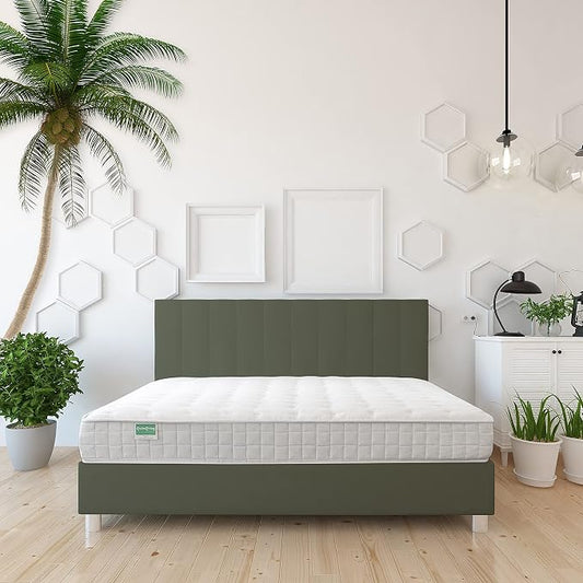 NATURAL LIFE PALMPRING Kochi Queen Mattress - Organic Latex Coconut Coir 6” Medium Firm 2 Layer Comfortable Sleep Bed Dust Free