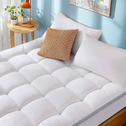 LIANLAM Memory Foam Mattress Pad King with Breathable Air Mesh Sides,Ergonomic Mattress Pad for Back Pain, Extra Thick Cooling Pillow Top with 6"-18" Deep Pocket(78"x80")