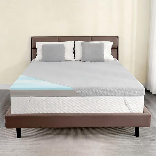 Extra Firm Mattress Topper Queen, 3 Inch High-Density Firm Mattress Pad for Back Pain Relief, Bed Topper with Removable Cover, No Smell, No Slip, CertiPUR-US Certified, 80" x 60"
