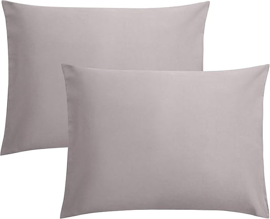 FLXXIE Pillow Cases Standard Size, Soft Microfiber Pillow Covers with Envelope Closure, Wrinkle, Stain Resistant Pillowcases, 2 Piece Set, 20x26, Smoky Grey