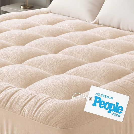 Niagara Sleep Solution Ultra Soft King Size Mattress Topper - Rayon Derived from Bamboo Pillow Top Mattress Pad for Back Pain Relief - Naturally Cooling for Hot Sleepers, Beige