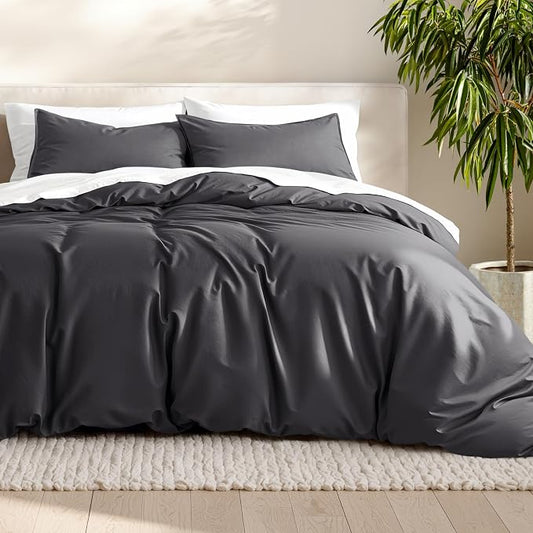 Bare Home Bedding Duvet Cover Oversized Queen - Premium 1800 Super Soft Collection - Lightweight, Cooling - Soft Breathable Bedding Duvet Cover (Oversized Queen, Forged Iron Grey)