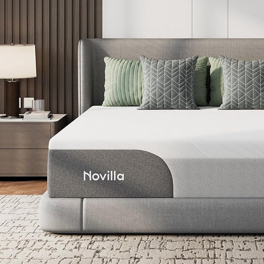 Novilla 12 Inch Twin Mattress for Kids, Gel-Infused Bliss Cooling Memory Foam Mattress Twin in a Box with Cool-Touch Nylon Cover, Pressure Relief & Body Support with CertiPUR-US Certified Foam