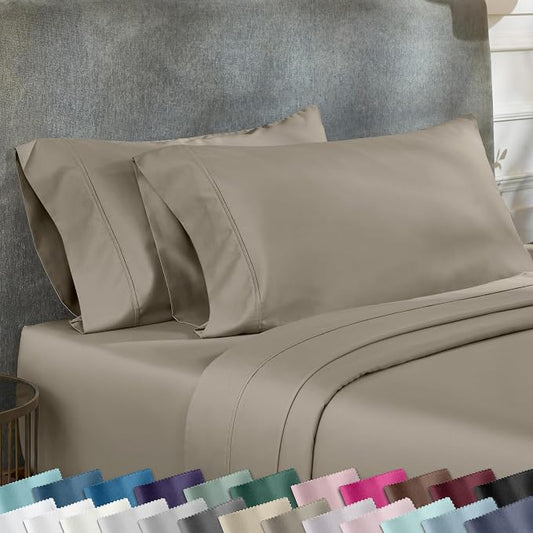 California Design Den King Size Pillowcase Set - 400 Thread Count, 100% Cotton Sateen, Set of 2 Pillow Covers, Soft and Breathable - Taupe