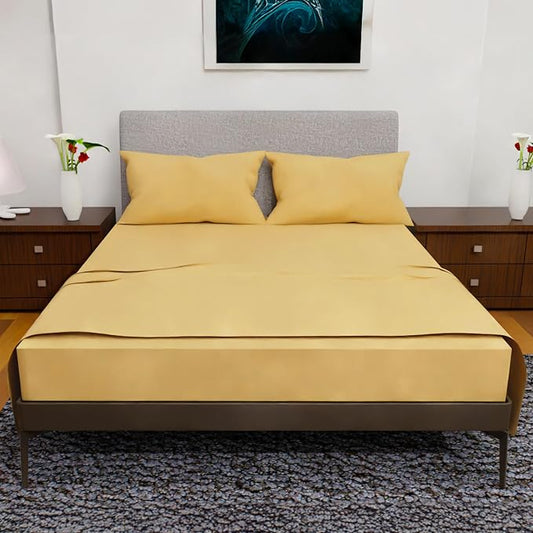 King Size Sheets Set - 4 Piece Bedding - Wrinkle Free - Double Brushed, King Bed Sheets Deep Pocket, King Size Sheet Set, King Sheets (Gold, King)
