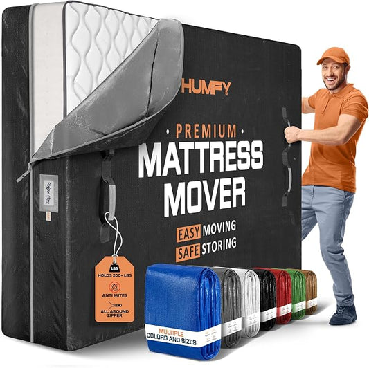 Mattress Bags for Moving with 8 Handles – Full Size Mattress Moving Bag – Tear-Proof Mattress Storage Cover with Dual Zippers – Reusable Mattress Moving Bags for Transport & Storage Mattress Protector
