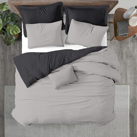 Kotton Culture Custom Duvet Cover - 100% Egyptian Cotton 600 Thread Count Ultra Soft Breathable Customizable Comforter Cover(Desired Dimensions)- Zipper Closure & 7 Internal Ties -Blended Grey