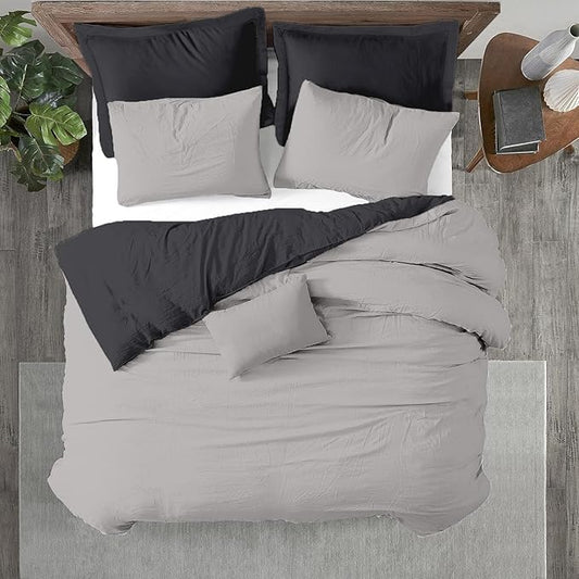 Kotton Culture 1 Pc California King Size Duvet Cover Only -100% Egyptian Cotton 600 Thread Count Ultra Soft Premium Durable Comforter Cover Zipper Closure & Corner Ties (Blended Grey,104"x98")