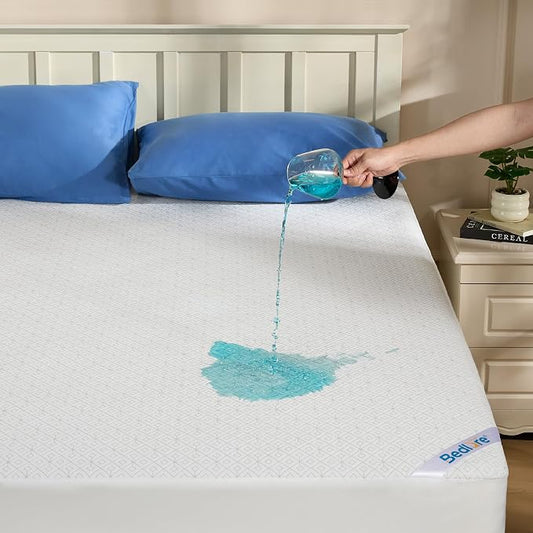 BEDLORE Twin Mattress Protector, Waterproof Noiseless Mattress Cover with Stretchable Pockets for 6-15 inches Mattress, Soft Breathable Mattress Pad Machine Washable (White)