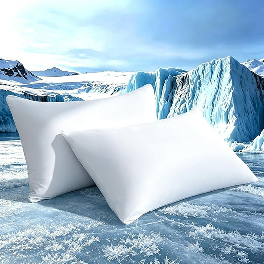 TELUS Cooling Pillowcases for Hot Sleepers King Size 2-Pack, Silky Soft Breathable Pillow Case with Envelope Close, Stay Cool Pillow Cover for Night Sweats, 20x36 Inch, White