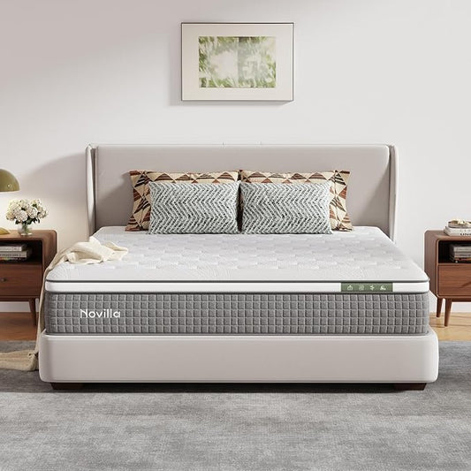 Novilla 10 Inch Full Mattress,Hybrid Mattress Full Size with Pocketed Coils & Gel Memory Foam,Cool-Touch Nylon Cover for Contour Support & Spinal Alignment Mattresses in a Box CertiPUR-US Certified