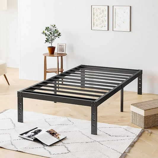 Twin-XL Metal Bed-Frame No Box Spring Needed,12-Inch Noise Free Black Platform Bed-Base, Easy Assembly,Heavy Duty Steel Slat Support Non Slip Mattress Foundation