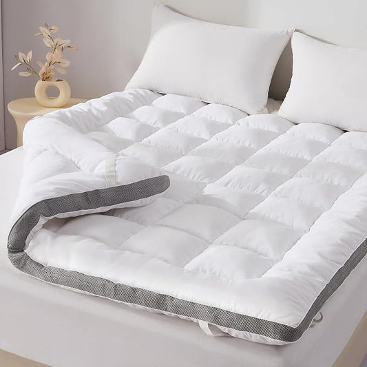 SAPHREAS 3 Inch Memory Foam Mattress Topper Queen Size, Extra Soft Pillow Top Mattress Pad with Breathable Air Mesh Sides, Back Pain Relief, Fluffy Shredded Foam Filled