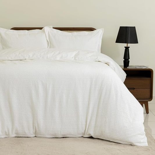 Dreamology Waffle Weave Duvet Cover,King Size Duvet Cover,100% Cotton Waffle Duvet Covers with Zipper Closure, Soft Luxury Textured & Breathable Duvet Cover Set,King Bedding Set,3 Pieces (Cloud White)