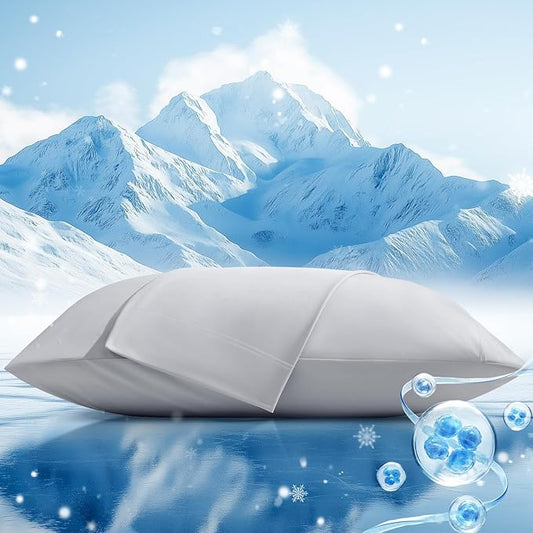 Cooling Pillow Cases 2 Pack Standard Size Cooling Pillowcases for Hot Sleeper Q-Max>0.5, Hydrates Skin & Hair, Reduces Wrinkles & Frizz, Soft Smooth Silky Pillowcases Envelope Set of 2, Grey