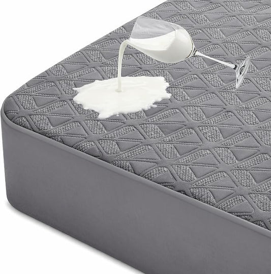 Waterproof Mattress Protector Full Size, Soft Breathable Mattress Pad with Deep Pocket 8"-21", Noiseless 3D Air Fabric Cooling Mattress Cover for Bed, Machine Washable, Grey