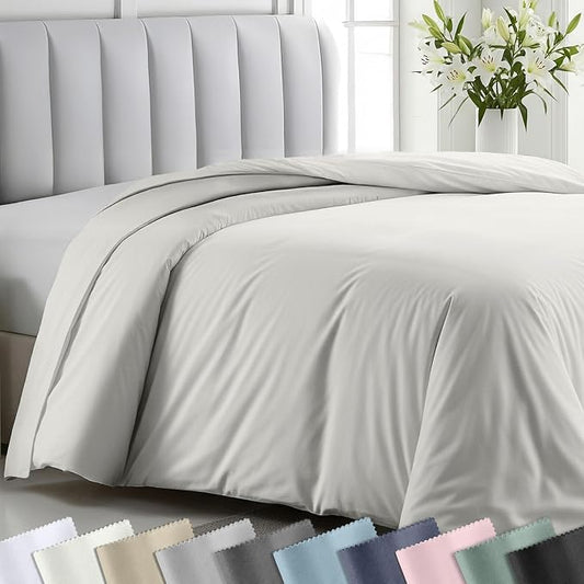 California Design Den King Size Duvet Cover Only - Winner Good Housekeeping Best Bedding Awards 2025, 400 Thread Count Sateen 100% Cotton Duvet Covers King - Ivory (Pale Tone)