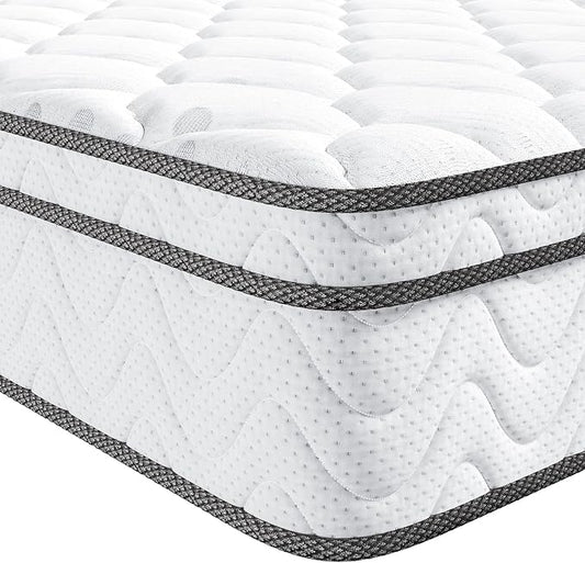 Vesgantti Twin XL Mattress 10 Inch, Fiberglass-Free | Cool Sleep Hybrid Mattress in a Box - Memory Foam & Pocket Springs, Ergonomic Design, Pressure Relief, Medium Firm Feel, 39"*80"*10"