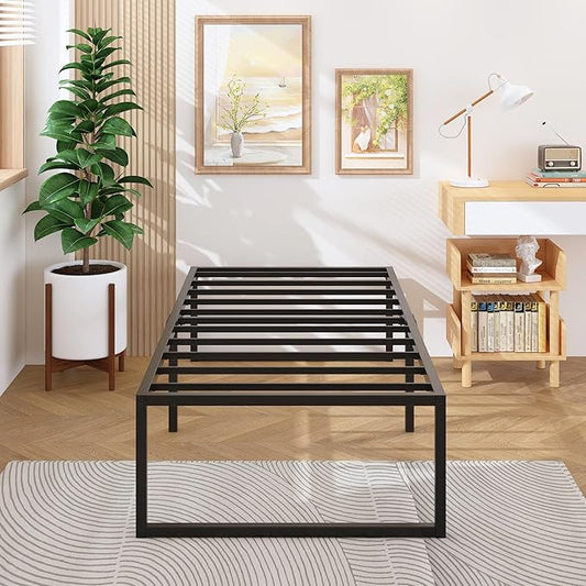 Lutown-Teen 18 Inch Twin Bed Frames Heavy Duty Metal Twin Platform Bed Frame No Box Spring Needed, Noise Free, Easy Assembly, Black