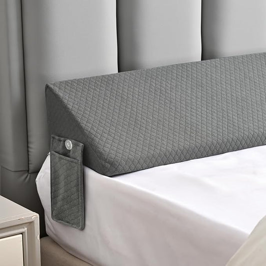 King Size Bed Wedge Pillow for Headboard/Mattress Gap Spacer Filler Stopper Falling Down Long Nora Side Sleeper Pillows, Frame Beds Decorative,Loft Dorm Home Decor Bedding Set Accessories Light Grey
