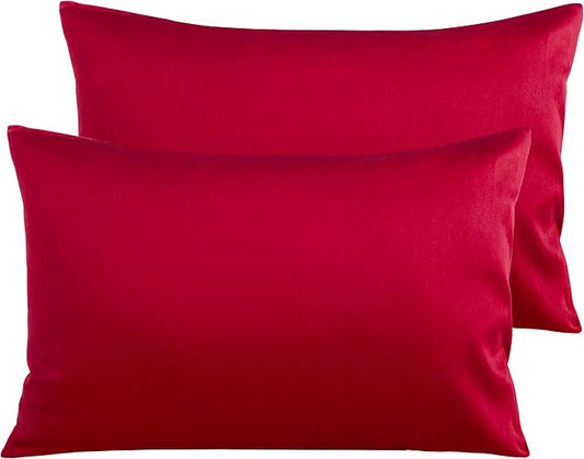 NTBAY Egyptian Cotton Queen Pillowcases - Set of 2, 500 Thread Count Cotton Pillowcases - Soft and Breathable Envelope Closure Pillow Cases - 20x30 Pillow Covers for Bed, Red
