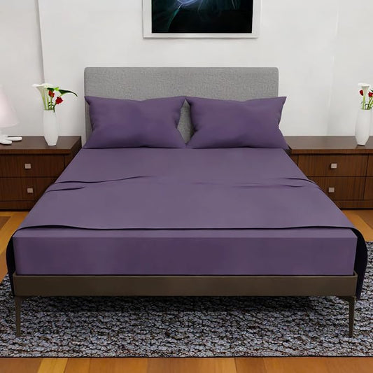Royal Bliss California King - 4 Piece Deep Pocket Sheet Set for Adjustable Beds - Double Brushed Microfiber (Plum)
