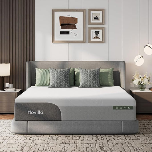 Novilla Bliss Cooling Full Mattress, 10 Inch Gel-Infused Full Memory Foam Mattress in a Box with Cool-Touch Nylon Cover, Motion Isolation & Ergonomic Support with CertiPUR-US Certified Foam