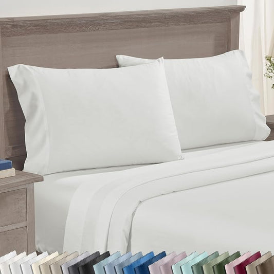 California Design Den Queen Pillow Cases Set of 2 - Premium 600 Thread Count, 100% Cotton Pillowcases Standard, Breathable Sateen, Fits Standard & Queen Pillows - Eggshell Cream