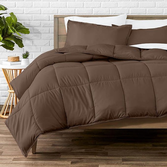 Bare Home Comforter Set - California King Size - Ultra-Soft - Goose Down Alternative - Premium 1800 Series - All Season Warmth (California King, Cocoa)