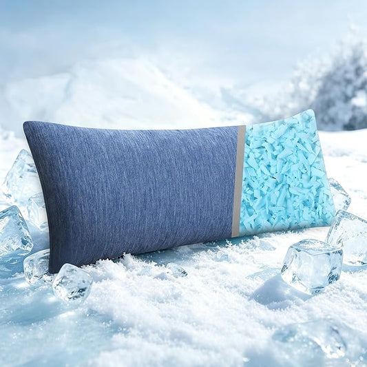Hiasan Cooling Body Pillow for Adults, Long Memory Foam Body Pillow - Full Size Support for Side Sleepers & Pregnancy, Back Pain Relief, 20x60 Inches, Blue