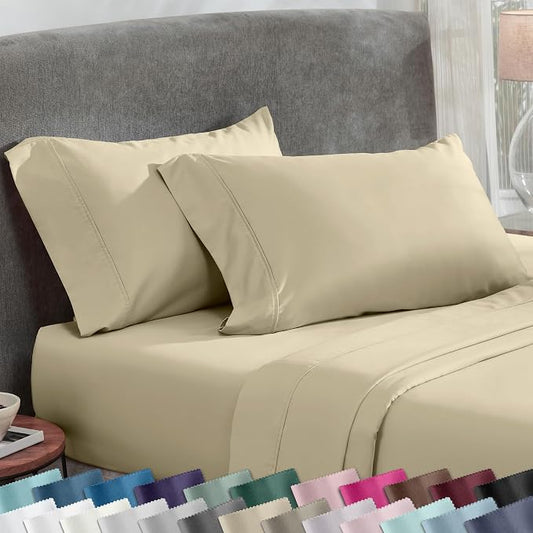 California Design Den Cotton King Pillowcase Set - 400 Thread Count, 100% Cotton Pillowcases, Set of 2 Pillow Covers, Soft and Breathable - Beige (Golden Tone)