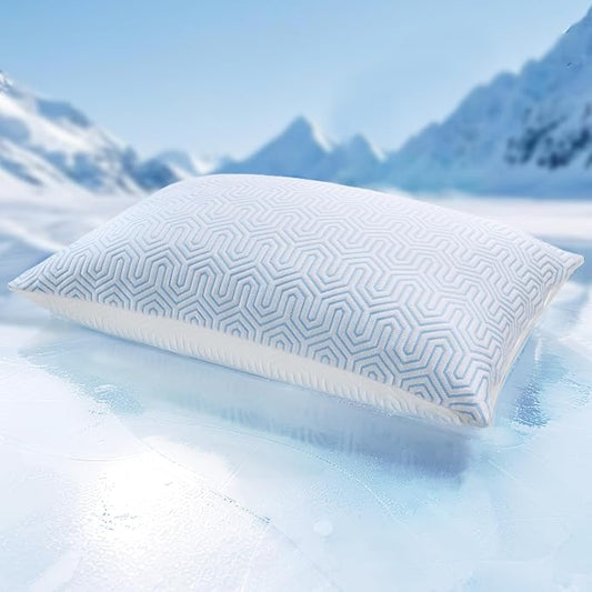 puredown® Cooling Goose Feather Down Pillow, Set of 1, Queen Size Bed Pillow Insert with Soft Cooling Pillowcase for Cool Sleep