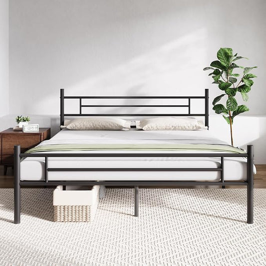 Novilla King Size Bed Frame with Headboard and Footboard, 14 Inch Metal Platform Bed Frame King, Large Storage Space, Strong Metal Slats Support, Mattress Foundation No Box Spring Needed