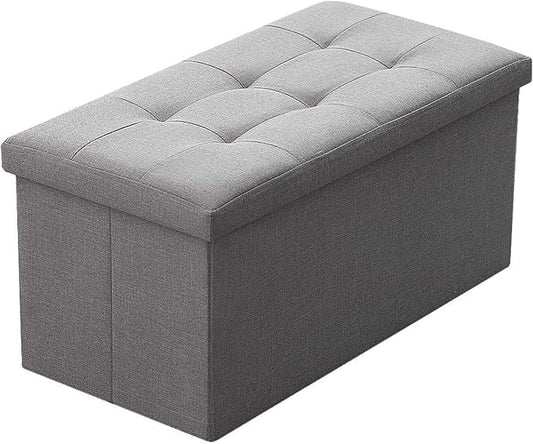 Camabel 30 Inches Folding Storage Ottoman Bench, Ottoman Foot Rest, End of Bed Bench, Storage Chest, Load 660 lb, for Living Room, Bedroom, Entryway Grey