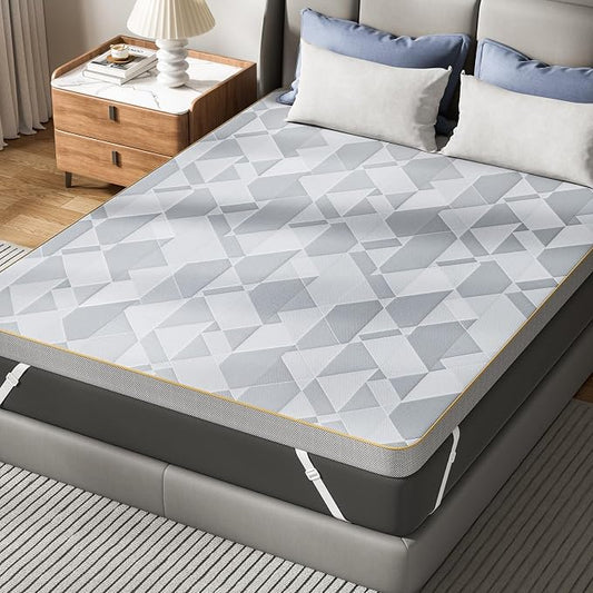 PERLECARE Firm Mattress Topper King, 3" Hard Mattress Topper for Pressure Relief, Mattress Pad with Cooling Bamboo Cover, High Density Memory Foam, Removable & Washable