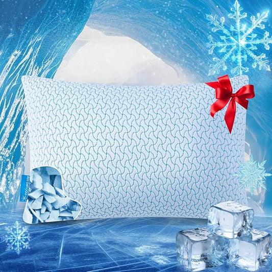 SUPA MODERN Shredded Memory Foam Pillows Queen Size Set of 1, Cooling Bed Pillow for Sleeping for Hot Sleepers, Adjustable Pilllows for Side Back and Stomach Sleepers, Neck & Shoulder Comfort Support
