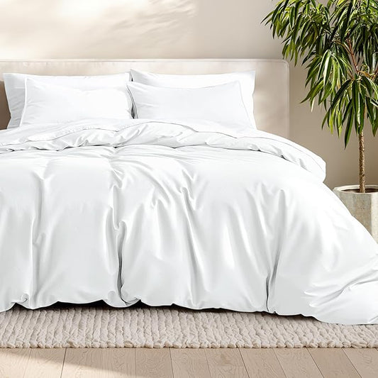 Bare Home Bedding Duvet Cover Oversized Queen Size - Premium 1800 Super Soft Collection - Lightweight, Cooling Duvet Cover - Soft Breathable Bedding (Oversized Queen, White)