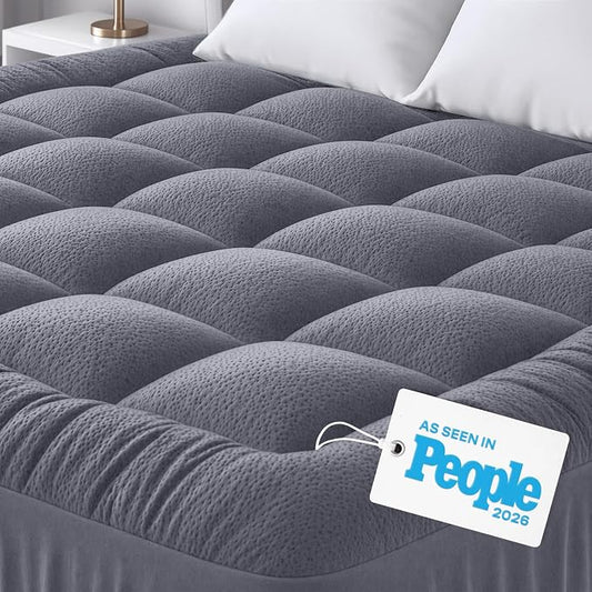 Niagara Sleep Solution Ultra Soft California King Size Mattress Topper - Rayon Derived from Bamboo Pillow Top Mattress Pad for Back Pain Relief - Naturally Cooling for Hot Sleepers, Gray