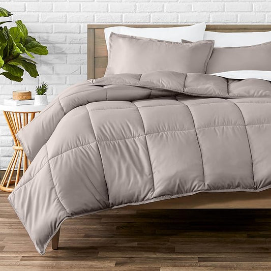Bare Home Comforter Set - Queen Size - Ultra-Soft - Goose Down Alternative - Premium 1800 Series - All Season Warmth (Queen, Khaki)