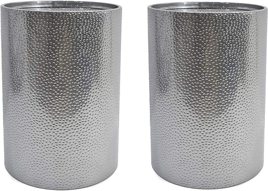 Christopher Knight Home Kaylee Modern Round Hammered Iron Accent Table (2 Pack) -Silver 16 in x 16 in x 22.25 in