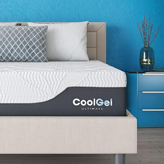 COOL GEL Chill Memory Foam 14-Inch Mattress with Pillow, CertiPUR-US Certified, Mattress in a Box, Twin XL, White